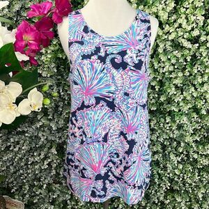 Lilly Pulitzer Kristen Tank Top Deep Sea Navy Shells Bells NWT